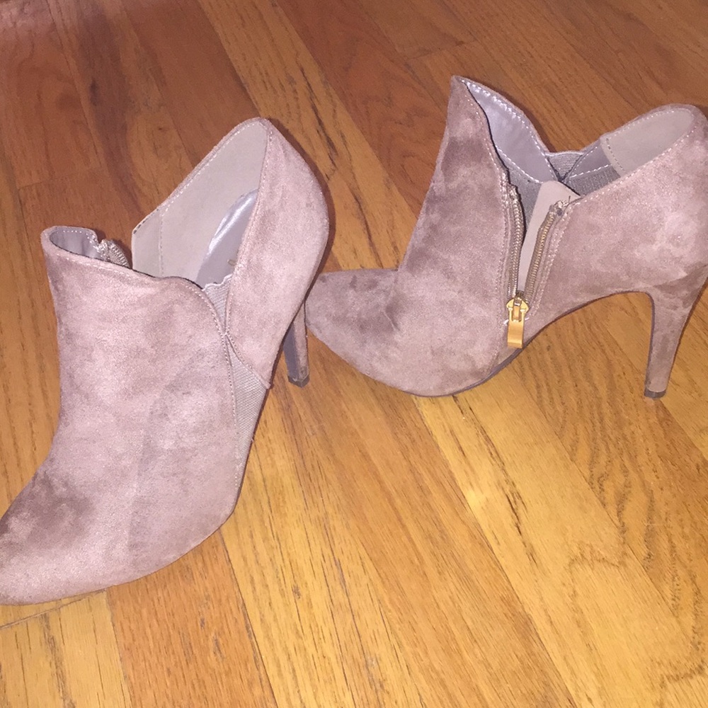 Brown suede booties